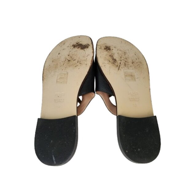 Fendi F Logo Leather Flat Slide Sandals - Picture 8 of 9